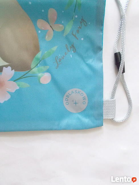 turkusowy worek szkolny, lisek worek dla dziewczynki