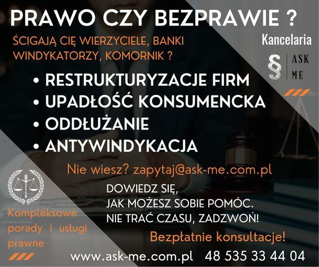Restrukturyzacja firm, upadłość konsumencka, odszkodowania