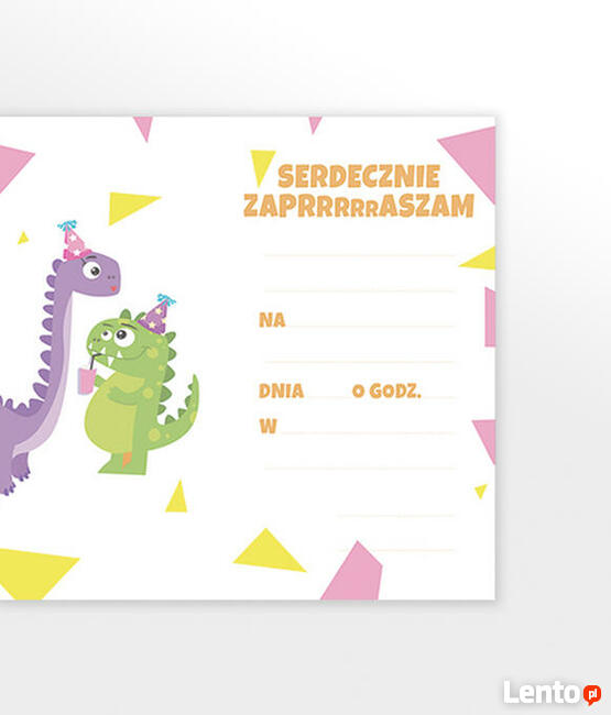fajne zaproszenia z dinozaurami, ogólne zaproszenia kolorowe