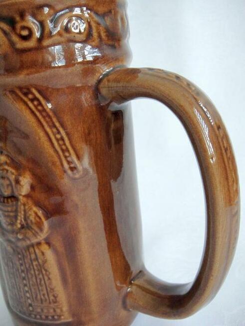 Kufel ceramiczny masywny zdobiony z lat 70-tych