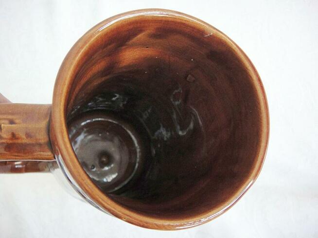 Kufel ceramiczny masywny zdobiony z lat 70-tych