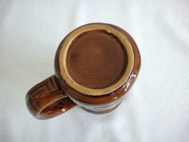 Kufel ceramiczny masywny zdobiony z lat 70-tych