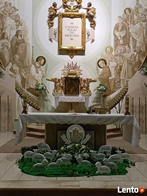 Owieczka z imieniem dziecka dekoracja Pierwsza Komunia