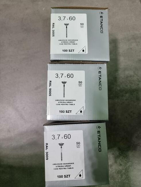 ETANCO Gwoździe dekarskie 3,7x60mm RAL 3005, 3009, 9005