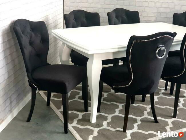 Krzesło tapicerowane pikowane z kołatką Roma czarne