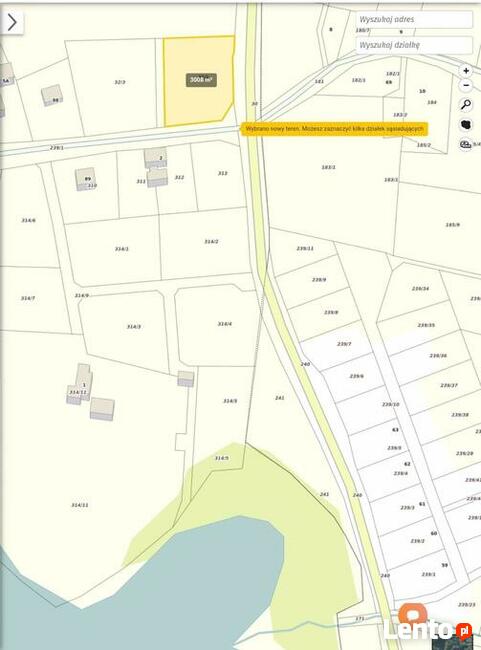 Sprzedam działkę rolno-budowlaną nad jeziorem o pow 2977 m2