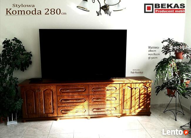 Komoda RTV 142` (Niska) Bekas Dąb Rustikal Natura Śliczna