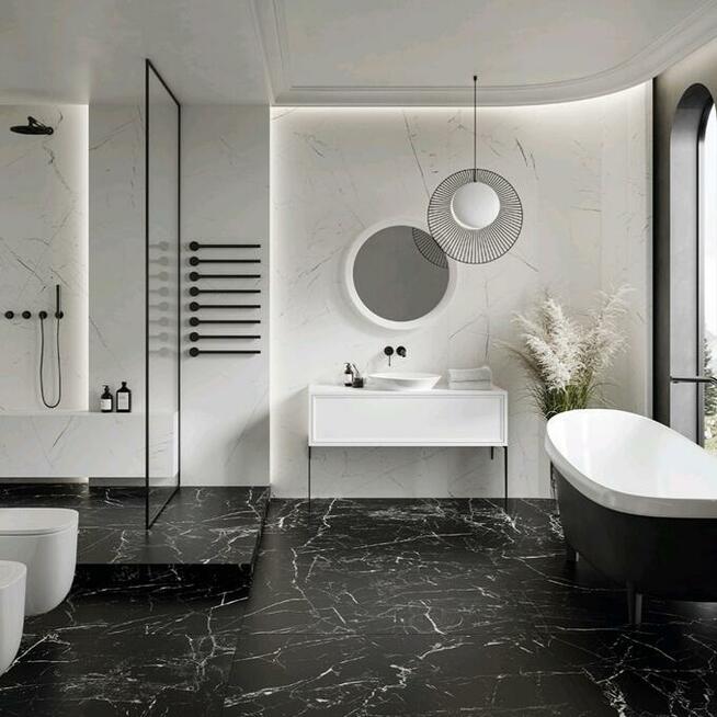 Marmo black czarny marmur płytki łaziekowe Cerrad La Mania