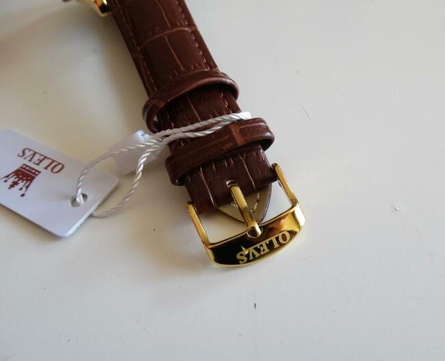 Zegarek męski złoty klasyczny na ślub granatowy datownik