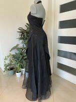 Śliczna suknia wieczorowa 34 czarna cyrkonie