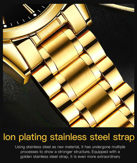 Klasyczny zegarek męski złoty Olevs bransoleta box na ślub