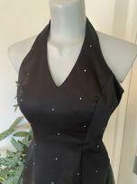 Śliczna suknia wieczorowa 34 czarna cyrkonie