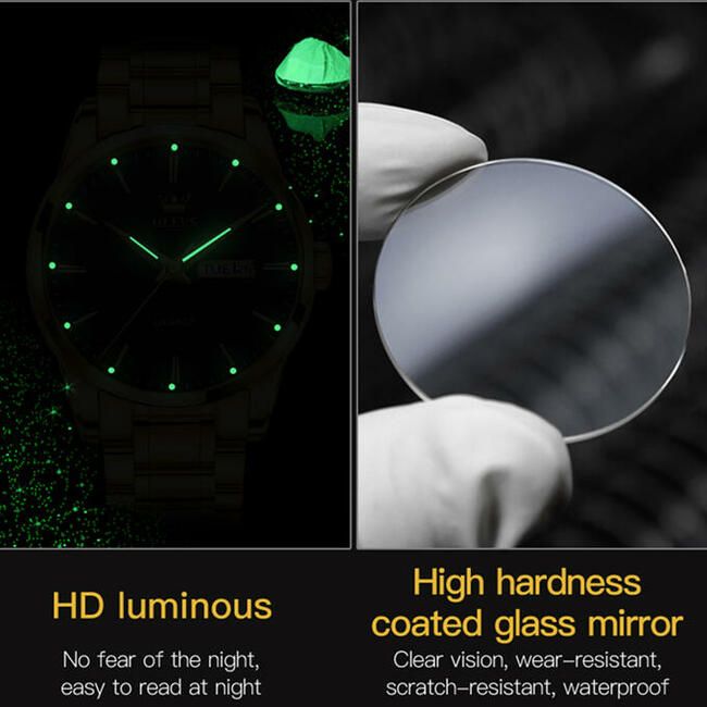 Klasyczny zegarek męski złoty Olevs bransoleta box na ślub