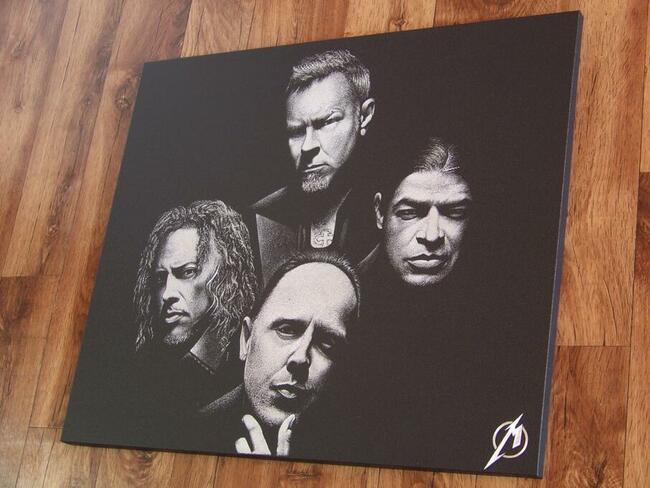 Metallica obraz ręcznie rzeźbiony Staloryt Grawer stal ....