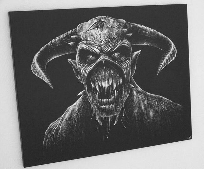 Iron Maiden Eddie Obraz ręcznie grawerowany ... Grawer