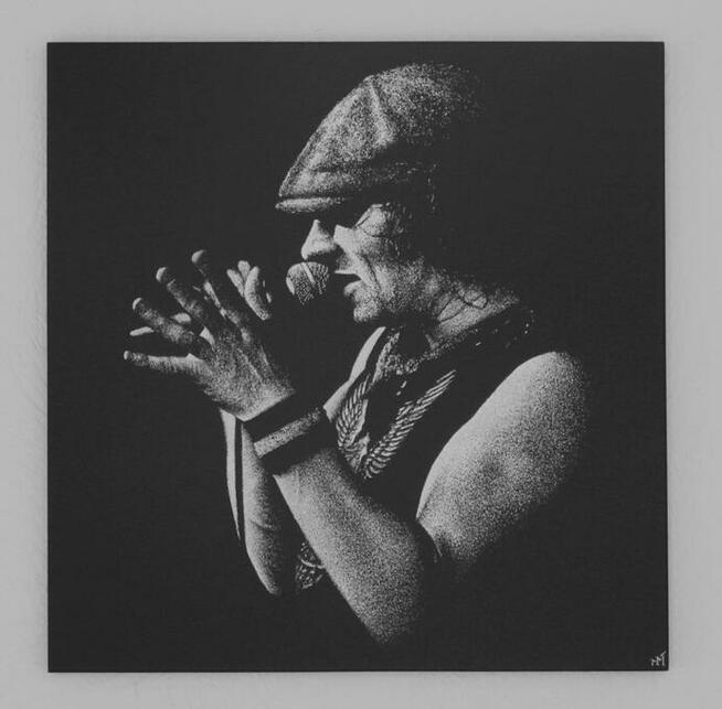 Brian Johnson AC/DC obraz ręcznie grawerowany na blasze ...