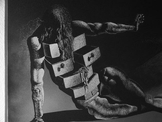 Salvador Dali Obraz ręcznie grawerowany na blasze...