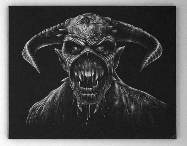 Iron Maiden Eddie Obraz ręcznie grawerowany ... Grawer