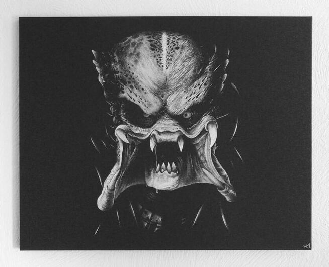 Predator Obraz ręcznie grawerowany na blasze Metal