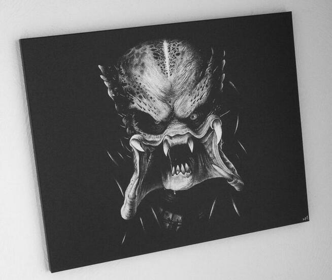 Predator Obraz ręcznie grawerowany na blasze Metal