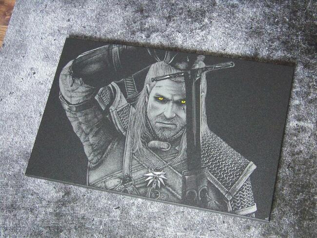 Wiedźmin Oryginalny obraz ręcznie rzeźbiony w blasze Grawer