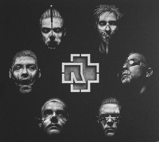 Rammstein Obraz na ścianę ręcznie rzeźbiony w blasze Grawer