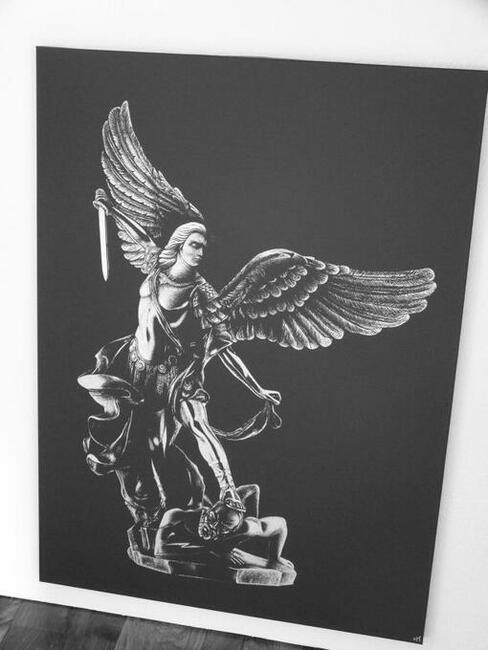 Archanioł Michał Ręcznie rzeźbiony obraz Grawer Prezent