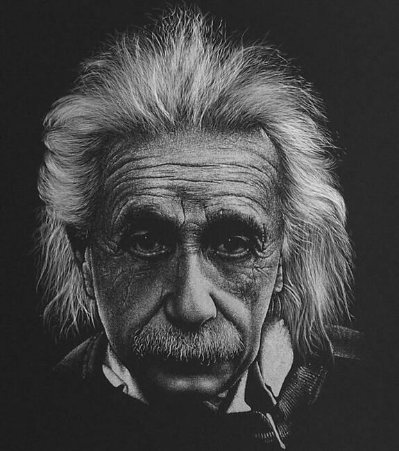 Albert Einstein Obraz ręcznie rzeźbiony... Grawer Staloryt