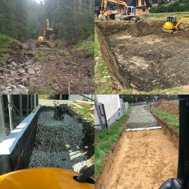 Usługi roboty ziemne wyburzenia wynajem koparek kruszenie