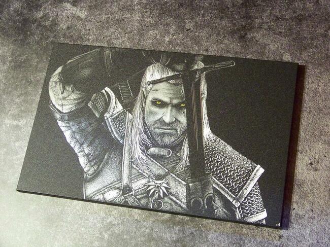 Wiedźmin Oryginalny obraz ręcznie rzeźbiony w blasze Grawer