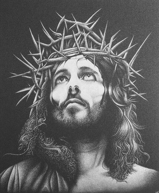 Jezus Chrystus Oryginalny obraz na blasze Grawerka Staloryt