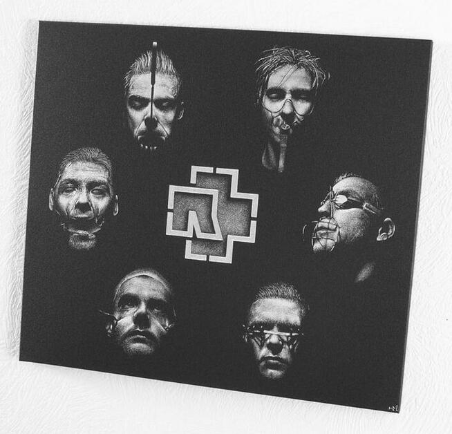 Rammstein Obraz na ścianę ręcznie rzeźbiony w blasze Grawer