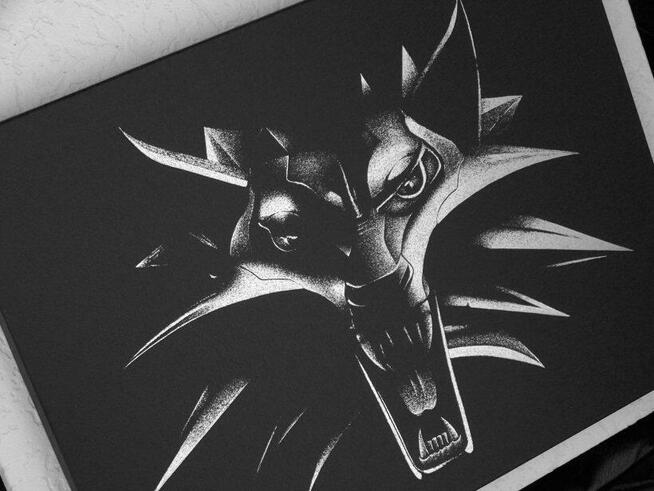 Ręcznie grawerowany w blasze WIEDŹMIN Rękodzieło