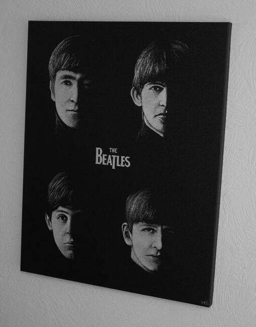 The Beatles Obraz ręcznie rzeźbiony... Grawerka Blacha .....