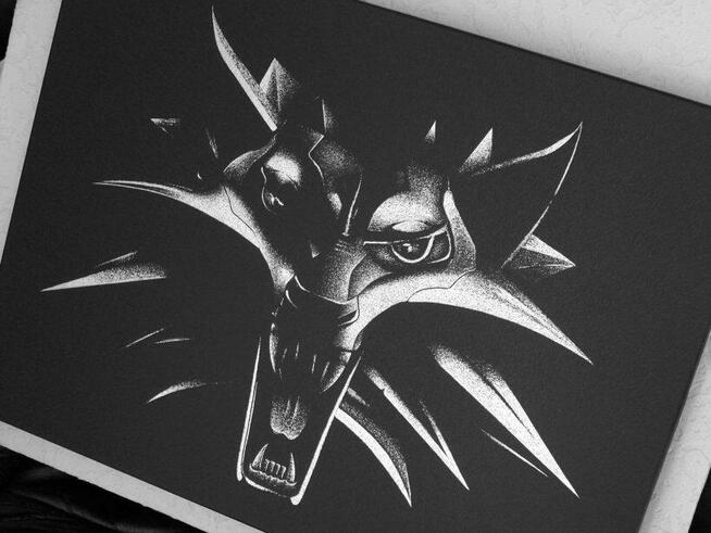 Ręcznie grawerowany w blasze WIEDŹMIN Rękodzieło