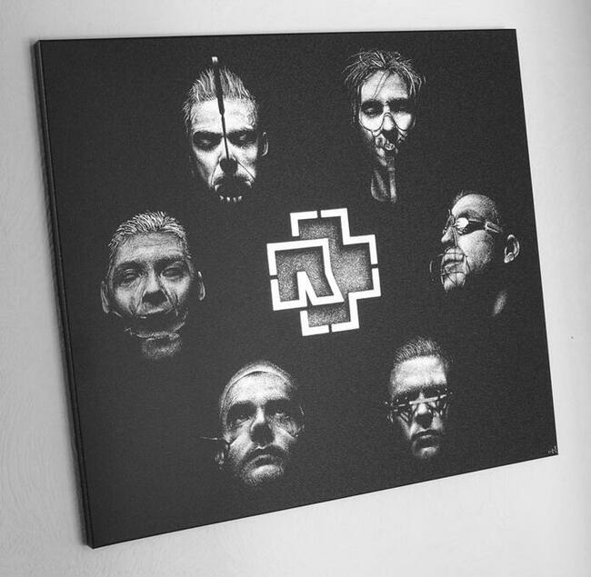 Rammstein Obraz na ścianę ręcznie rzeźbiony w blasze Grawer