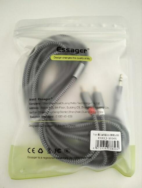 Nowy Kabel Essager 2x RCA Minijack 3.5