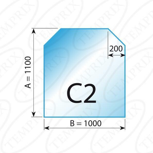 Szyba pod kominek ze szkła hartowanego C2 - 1100x1000