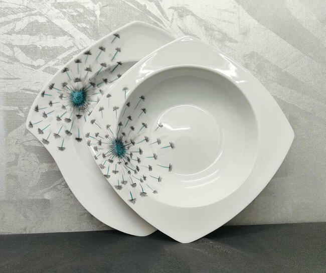 Serwis obiadowo – kawowy na 6 osób Niebieskie Dmuchawce