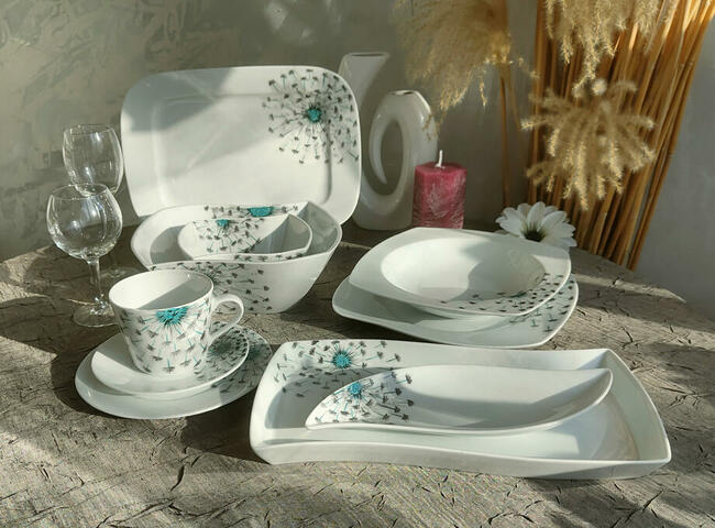 Serwis obiadowo – kawowy na 6 osób Niebieskie Dmuchawce