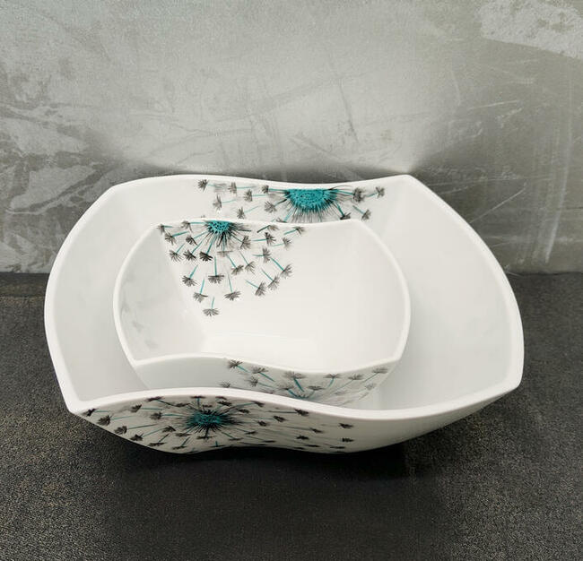 Serwis obiadowo – kawowy na 6 osób Niebieskie Dmuchawce