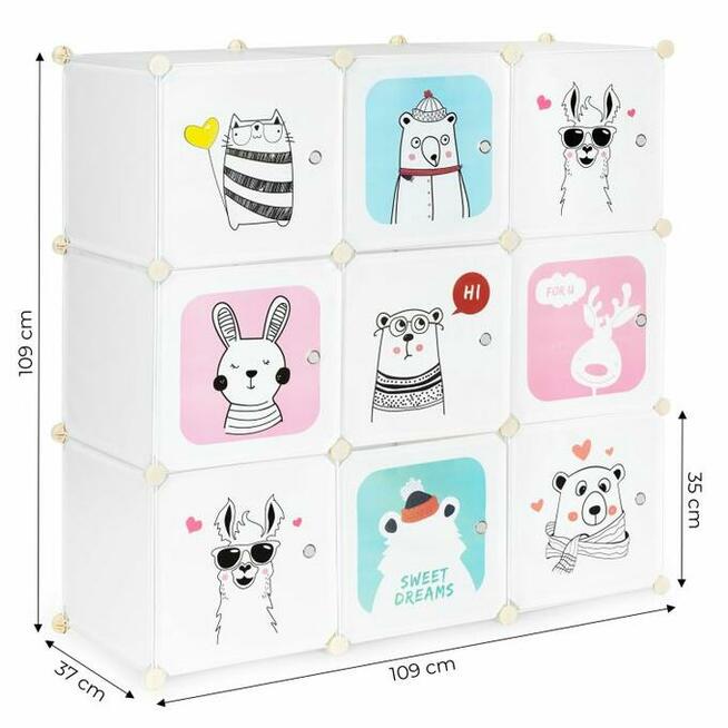 Regał Szafka modułowa dla dzieci, 9 półek, pokój dziecięcy