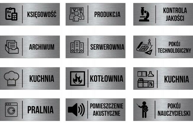 Srebrna złota elegancka tabliczka na drzwi bramę dom BHP