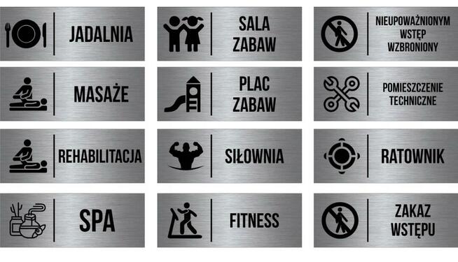 Srebrna złota elegancka tabliczka na drzwi bramę dom BHP