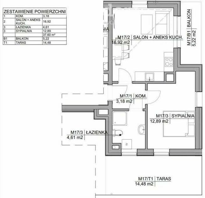 Dwupokojowy penthouse z balkonem