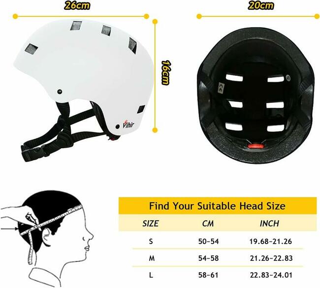 Kask rowerowy Vihir MTB BMX biały rozmiar S