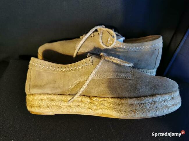 Firmowe Espadryle Ibiza Zamsz Beżowe Rozm.39