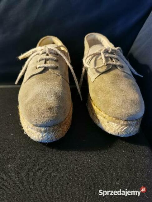Firmowe Espadryle Ibiza Zamsz Beżowe Rozm.39