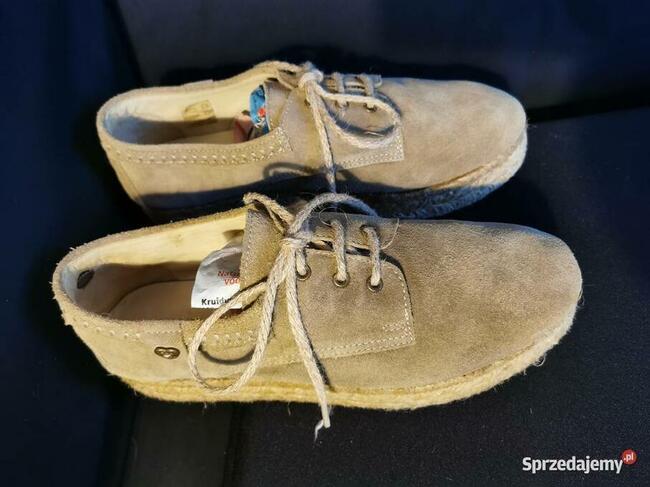 Firmowe Espadryle Ibiza Zamsz Beżowe Rozm.39