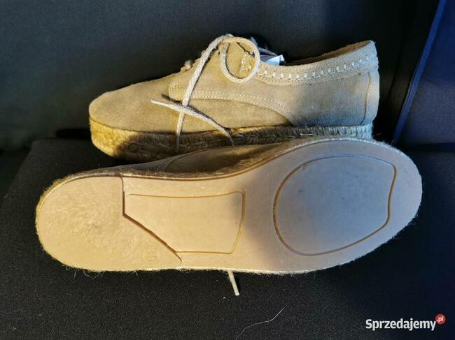 Firmowe Espadryle Ibiza Zamsz Beżowe Rozm.39